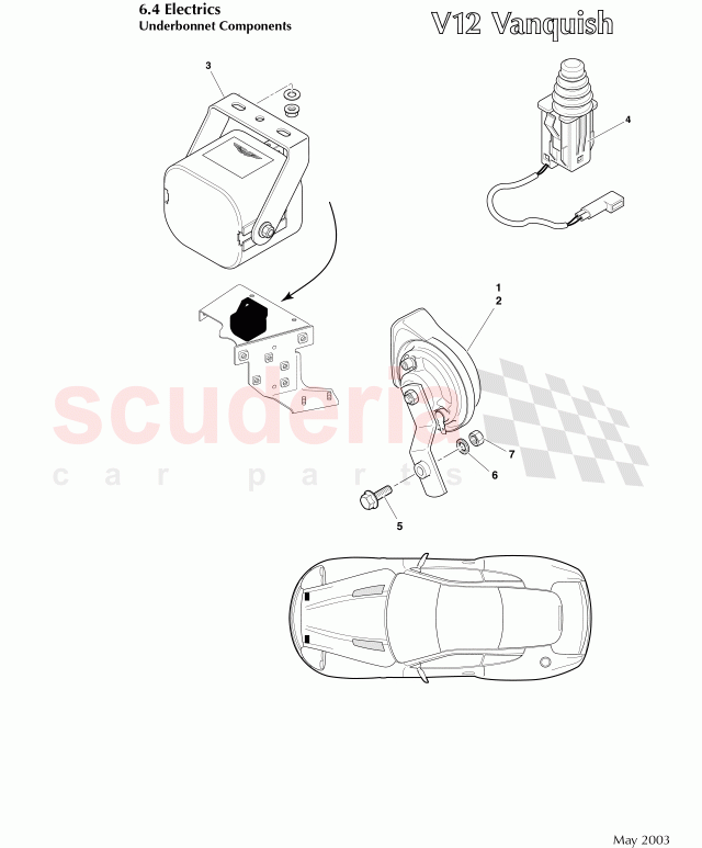 Underbonnet Components of Aston Martin Aston Martin Vanquish (2001-2007)