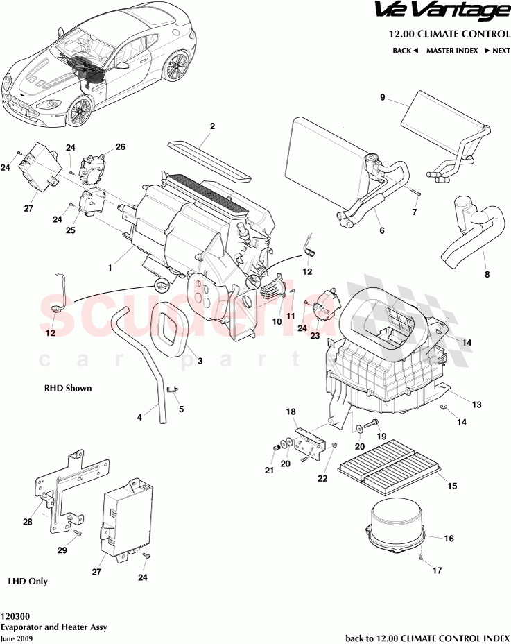 Evaporator and Heater Assembly of Aston Martin Aston Martin V12 Vantage