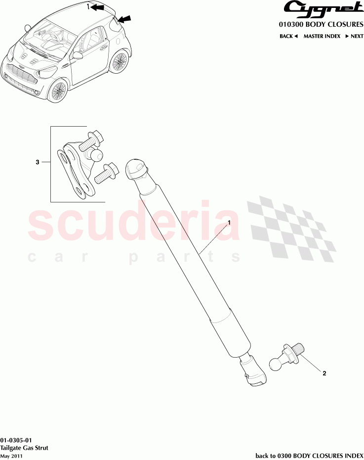 Tailgate Gas Strut of Aston Martin Aston Martin Cygnet