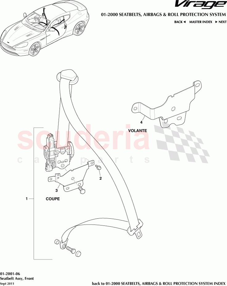 Seatbelt Assembly, Front of Aston Martin Aston Martin Virage