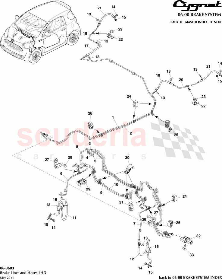 Brake Lines and Hoses LHD of Aston Martin Aston Martin Cygnet