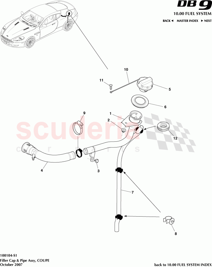 Filler Cap and Pipe Assembly (Coupe) of Aston Martin Aston Martin DB9 (2004-2012)