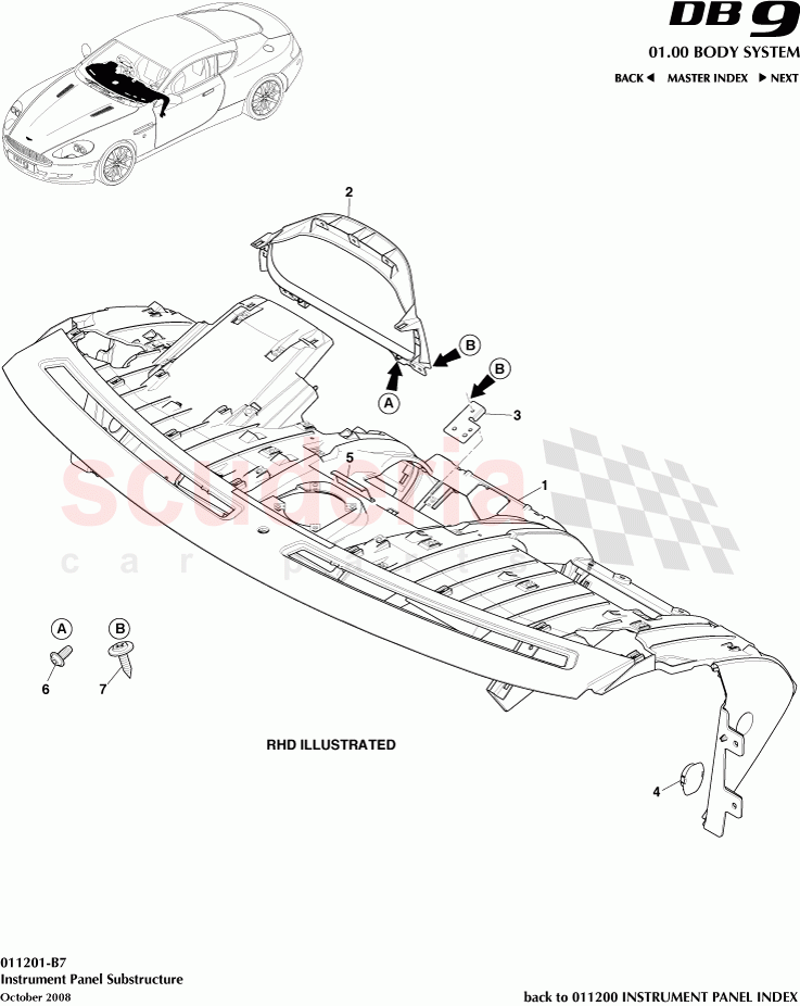 Instrument Panel Substructure of Aston Martin Aston Martin DB9 (2004-2012)