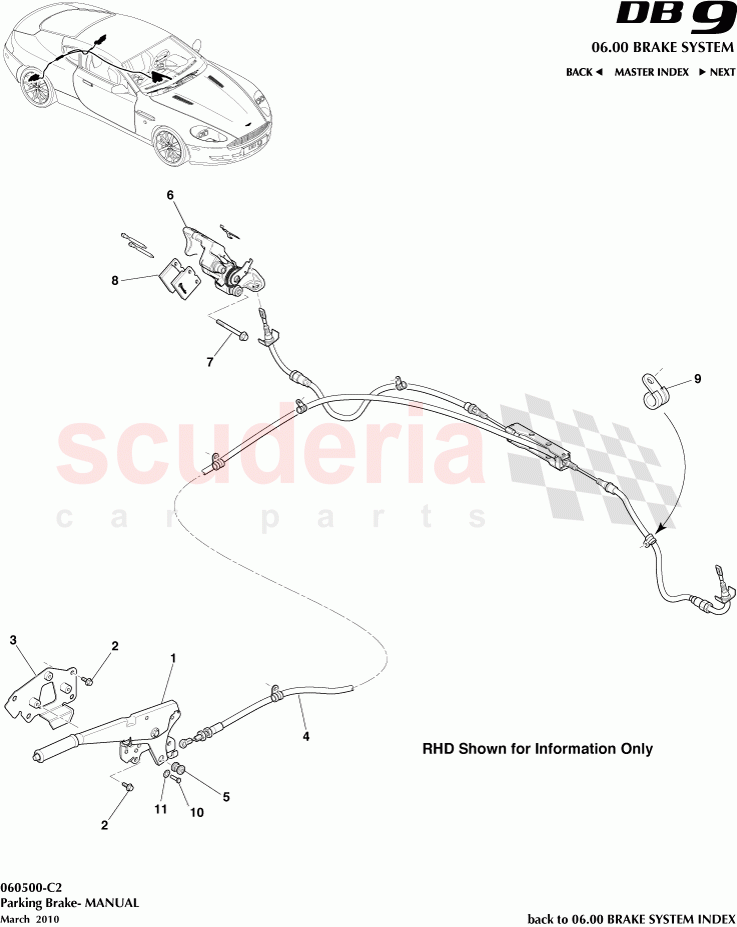 Parking Brake (Manual) of Aston Martin Aston Martin DB9 (2004-2012)