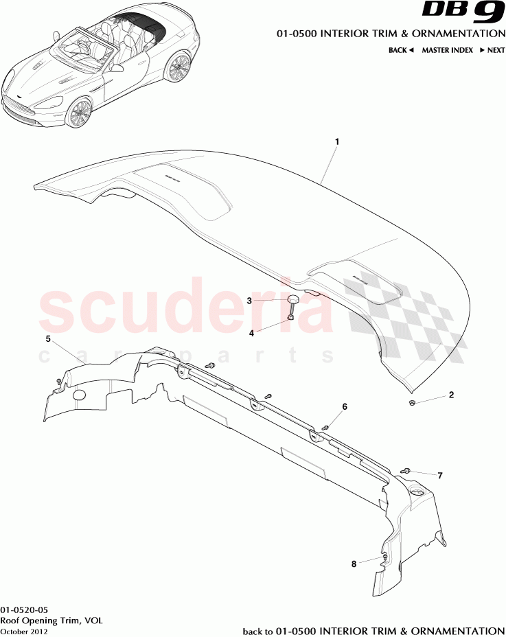 Roof Opening Trim, VOL of Aston Martin Aston Martin DB9 (2013-2016)