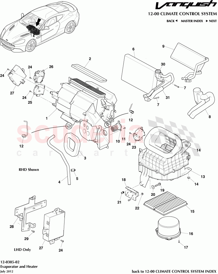 Evaporator and Heater of Aston Martin Aston Martin Vanquish (2012+)