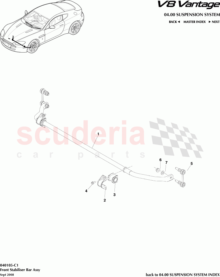 Front Stabiliser Bar Assembly of Aston Martin Aston Martin V8 Vantage