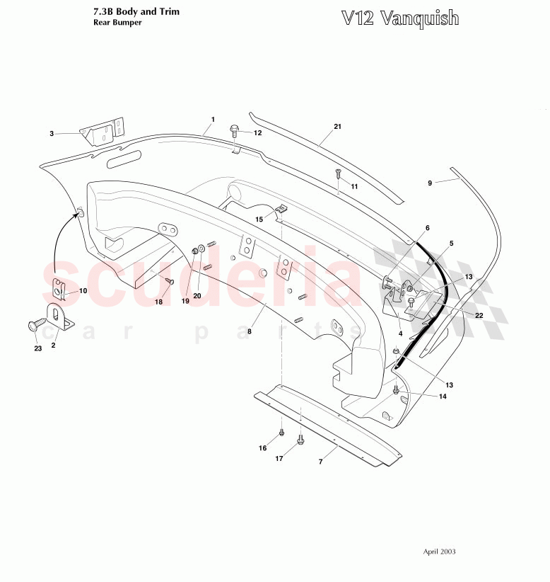 Rear Bumper of Aston Martin Aston Martin Vanquish (2001-2007)