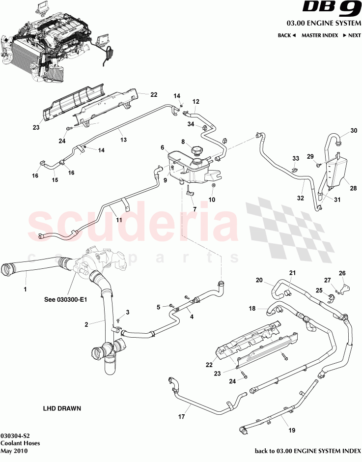 Coolant Hoses of Aston Martin Aston Martin DB9 (2004-2012)