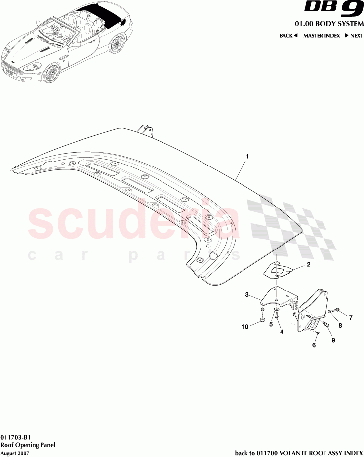 Roof Opening Panel of Aston Martin Aston Martin DB9 (2004-2012)