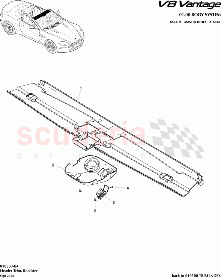 Header Trim (Roadster) of Aston Martin Aston Martin V8 Vantage