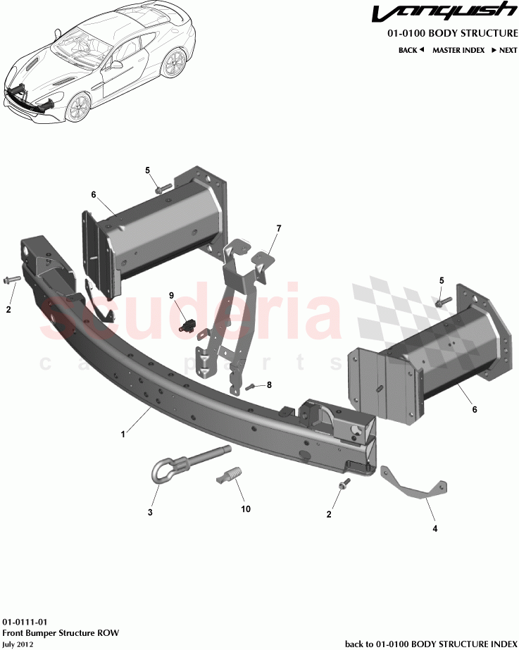 Front Bumper Structure ROW of Aston Martin Aston Martin Vanquish (2012+)