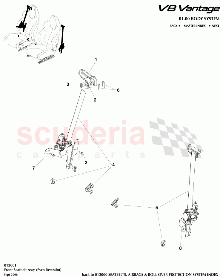 Front Seatbelt Assembly (Pyro Restraint) of Aston Martin Aston Martin V8 Vantage