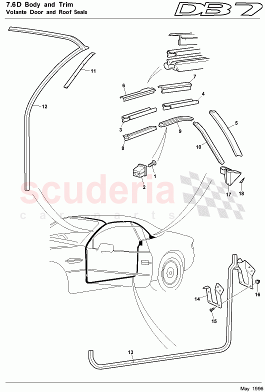 Volante Door and Roof Seals of Aston Martin Aston Martin DB7 (1997)