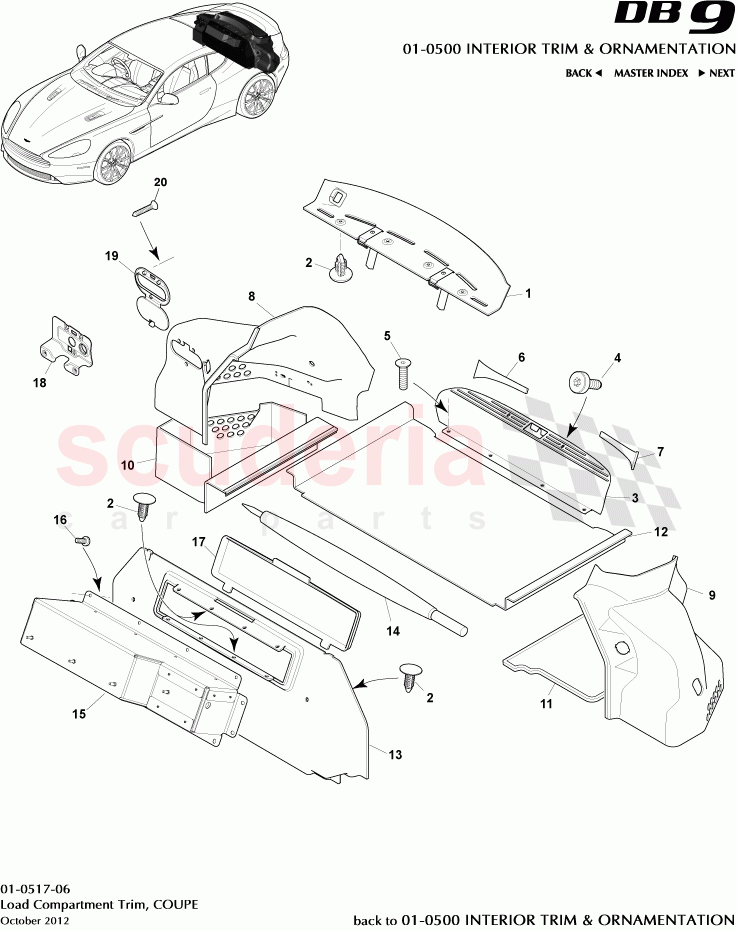 Load Compartment Trim, COUPE of Aston Martin Aston Martin DB9 (2013-2016)