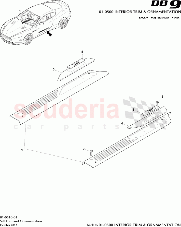 Sill Trim and Ornamentation of Aston Martin Aston Martin DB9 (2013-2016)