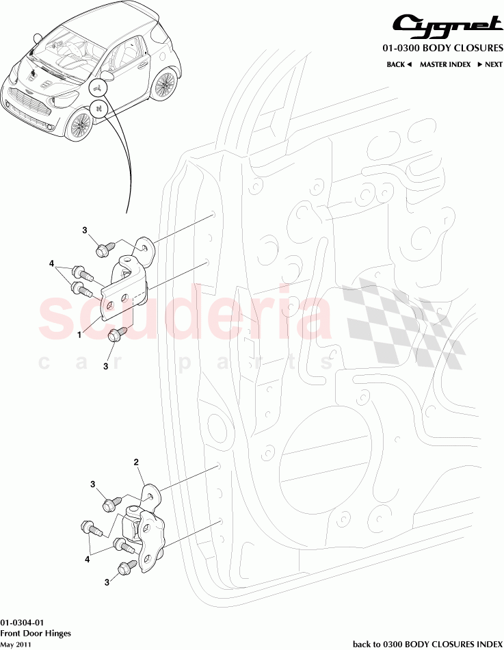 Front Door Hinges of Aston Martin Aston Martin Cygnet