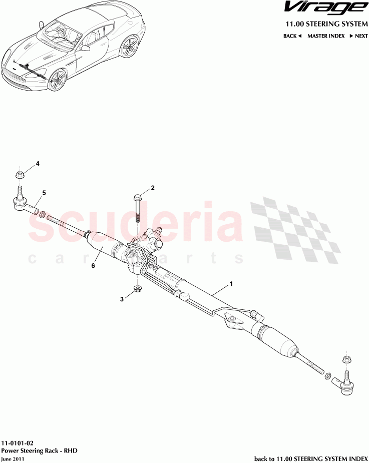 Power Steering Rack (RHD) of Aston Martin Aston Martin Virage