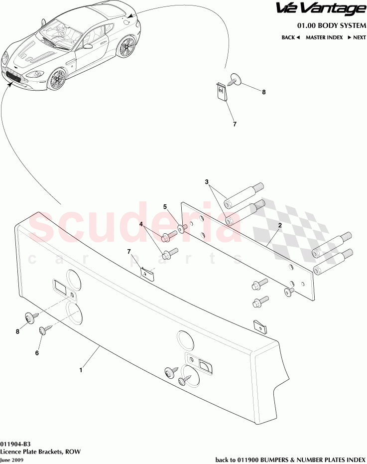 License Plate Brackets of Aston Martin Aston Martin V12 Vantage