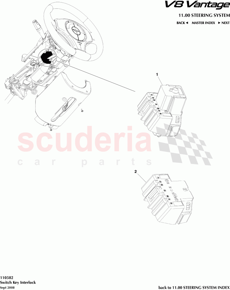 Switch Key Interlock of Aston Martin Aston Martin V8 Vantage