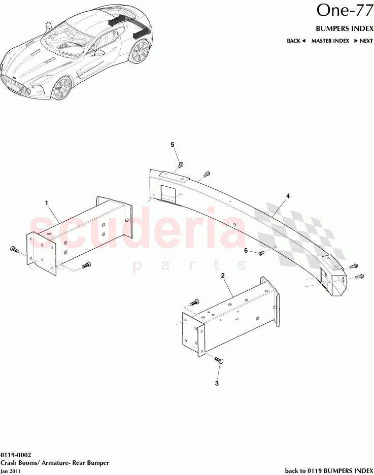 Crash Booms / Armature- Rear Bumper of Aston Martin Aston Martin One-77