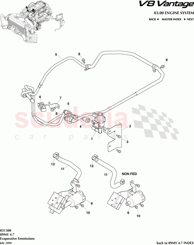 Evaporative Emissions of Aston Martin Aston Martin V8 Vantage