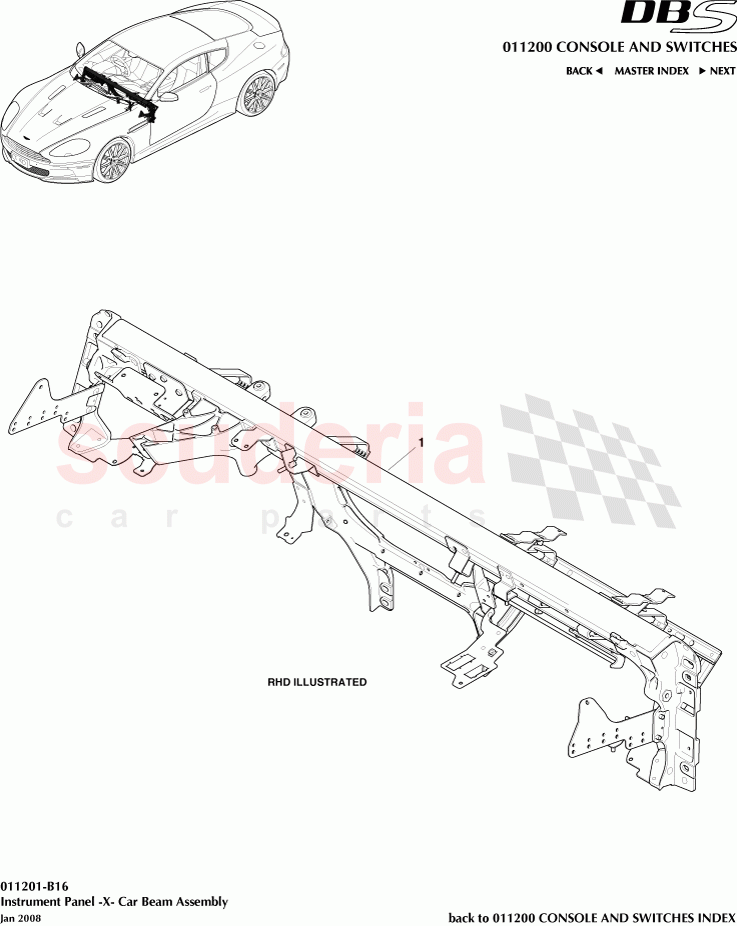 Instrument Panel - Car Beam Assembly of Aston Martin Aston Martin DBS V12