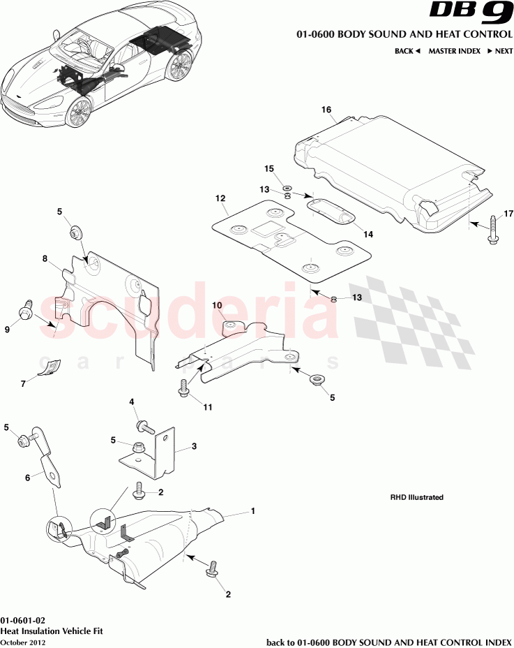 Heat Insulation Vehicle Fit of Aston Martin Aston Martin DB9 (2013-2016)