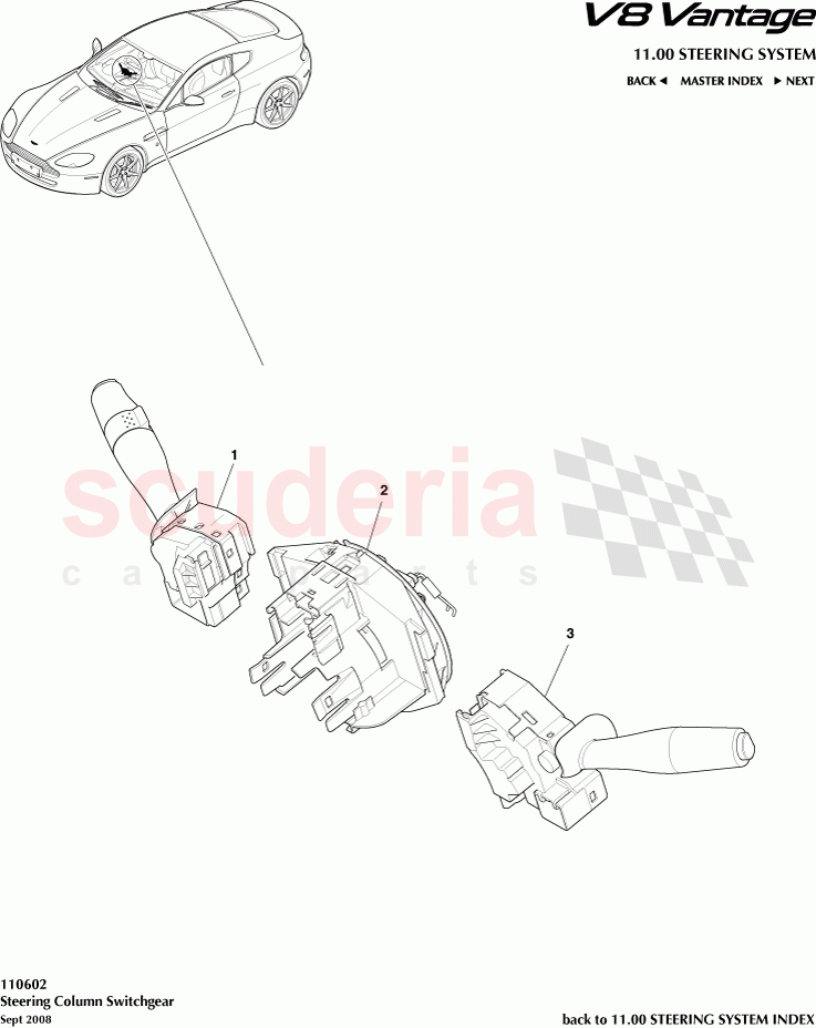 Steering Column Switchgear of Aston Martin Aston Martin V8 Vantage