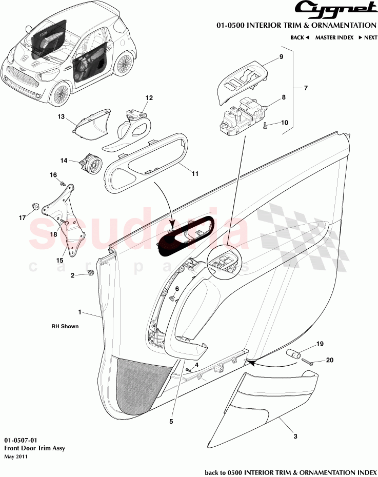 Front Door Trim Assembly of Aston Martin Aston Martin Cygnet