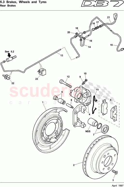 Rear Brakes of Aston Martin Aston Martin DB7 (1997)