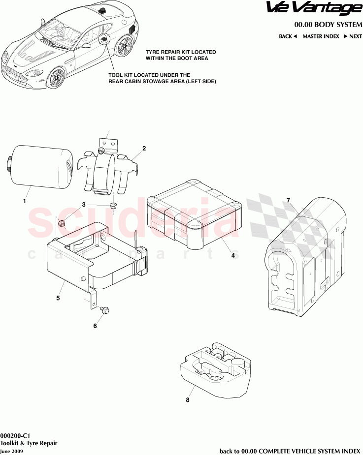 Toolkit and Tyre Repair of Aston Martin Aston Martin V12 Vantage