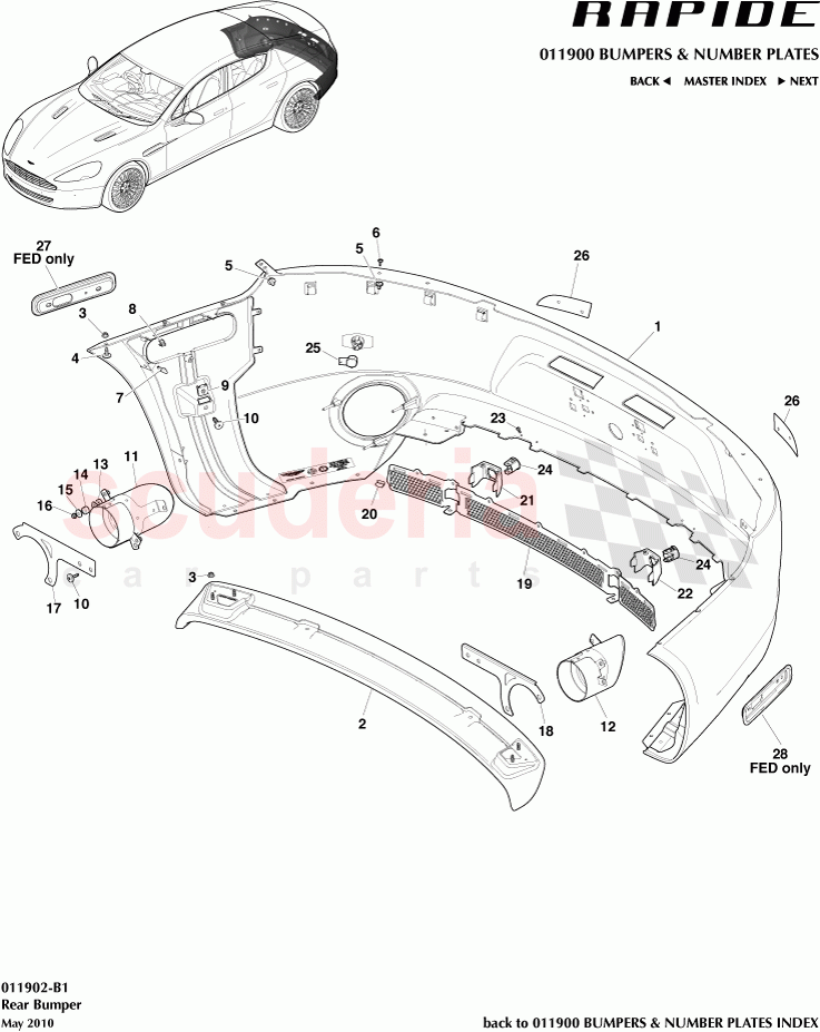 Rear Bumper of Aston Martin Aston Martin Rapide