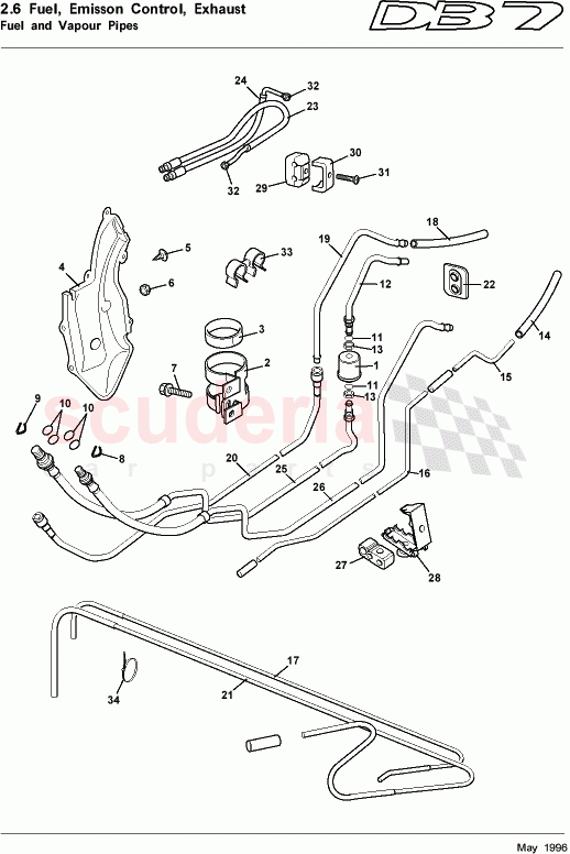 Fuel and Vapour Pipes of Aston Martin Aston Martin DB7 (1997)