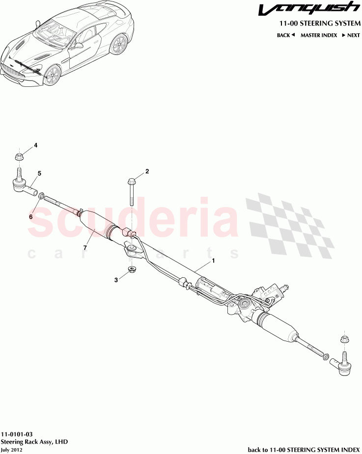 Steering Rack Assembly, LHD of Aston Martin Aston Martin Vanquish (2012+)