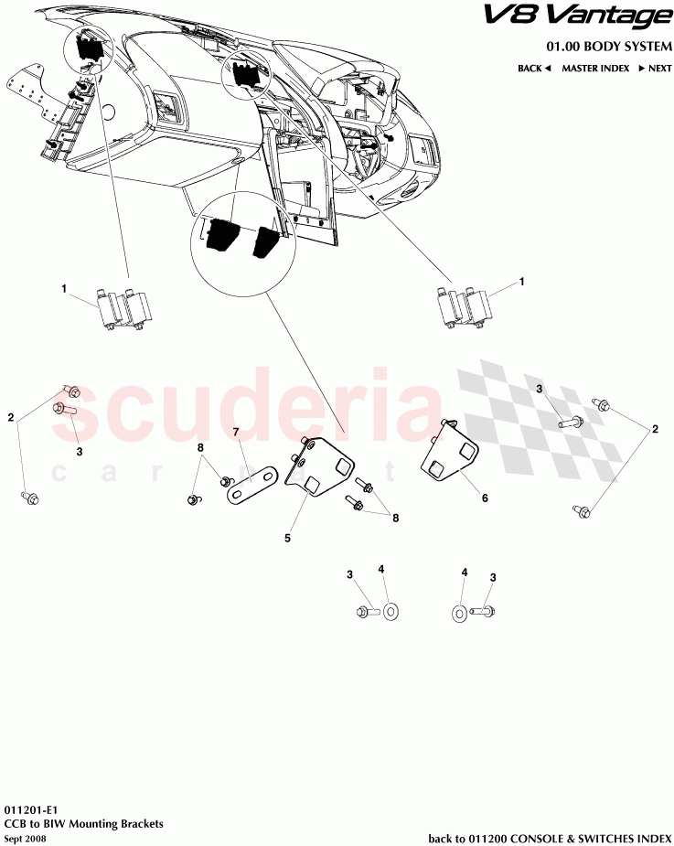 CCB to BIW Mounting Brackets of Aston Martin Aston Martin V8 Vantage