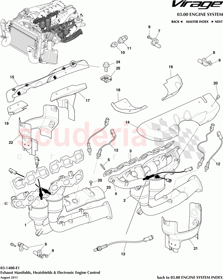 Exhaust Manifolds, Heatshields and Electronic Engine Control of Aston Martin Aston Martin Virage