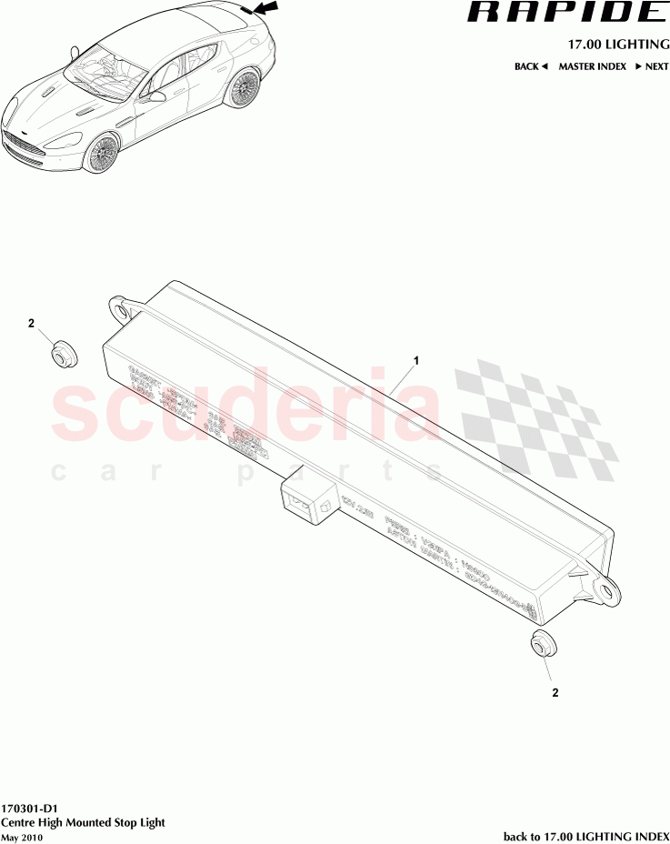 Centre High Mounted Stop Light of Aston Martin Aston Martin Rapide