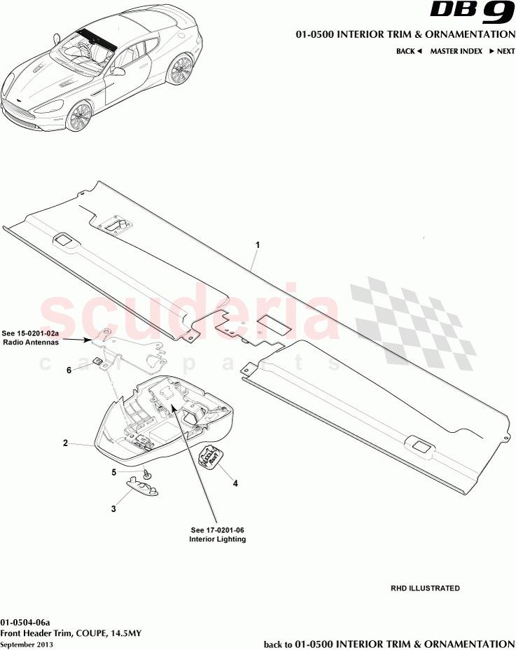 Front Header Trim, COUPE, 14.5MY of Aston Martin Aston Martin DB9 (2013-2016)