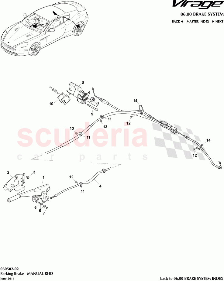 Parking Brake (Manual) (RHD) of Aston Martin Aston Martin Virage