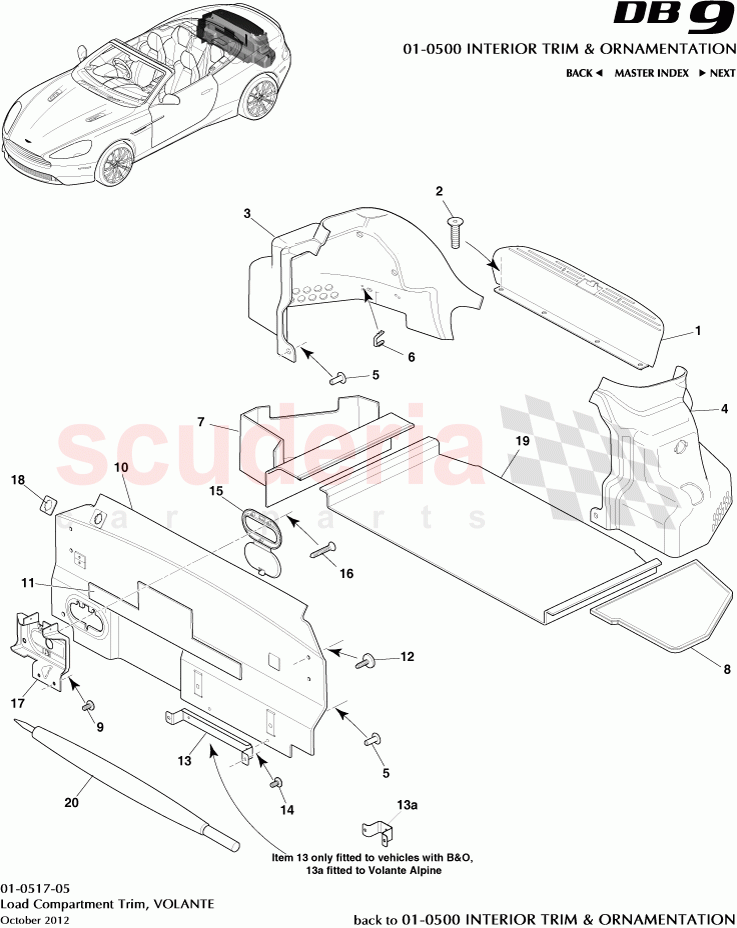 Load Compartment Trim, VOLANTE of Aston Martin Aston Martin DB9 (2013-2016)