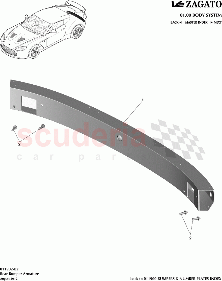 Rear Bumper Armature of Aston Martin Aston Martin V12 Zagato