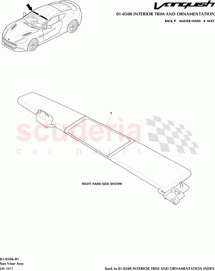 Sun Visor Assembly of Aston Martin Aston Martin Vanquish (2012+)