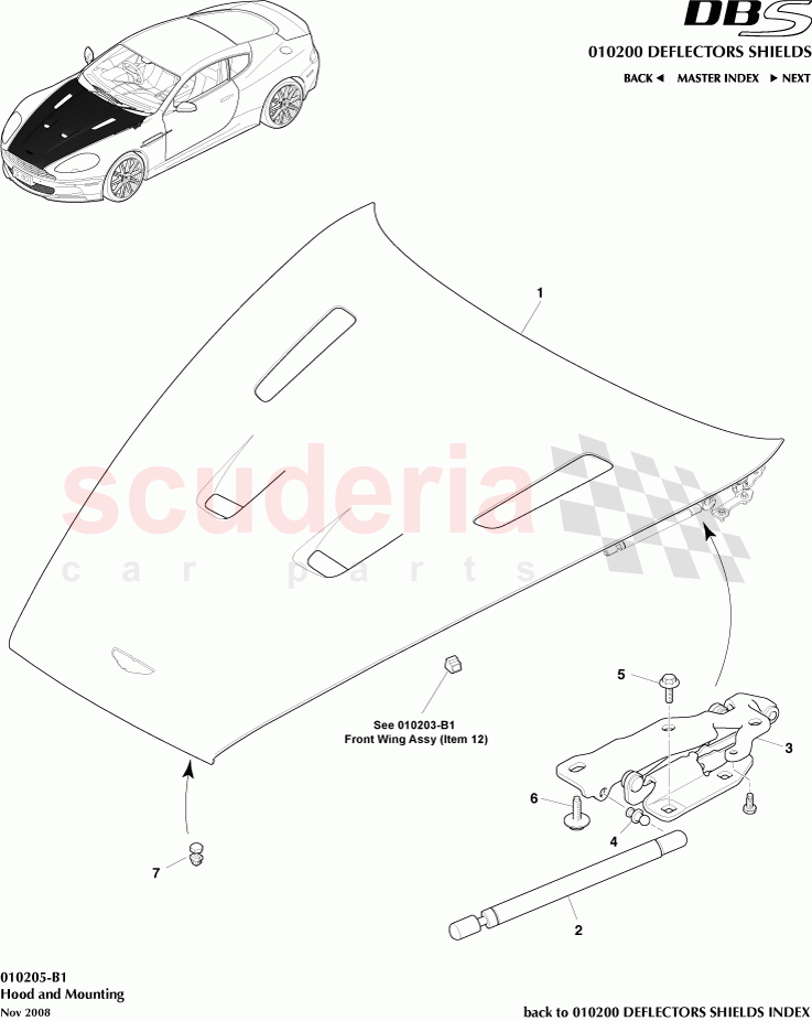 Hood and Mounting of Aston Martin Aston Martin DBS V12