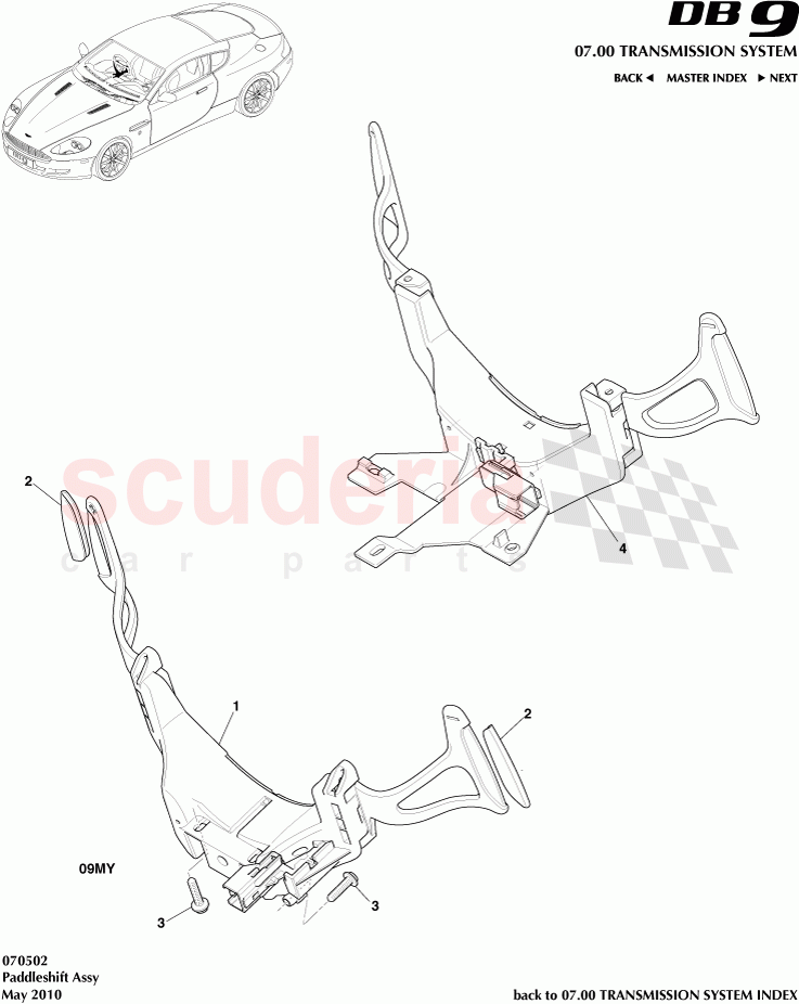 Paddleshift Assembly of Aston Martin Aston Martin DB9 (2004-2012)