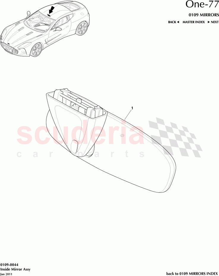 Inside Mirror Assembly of Aston Martin Aston Martin One-77