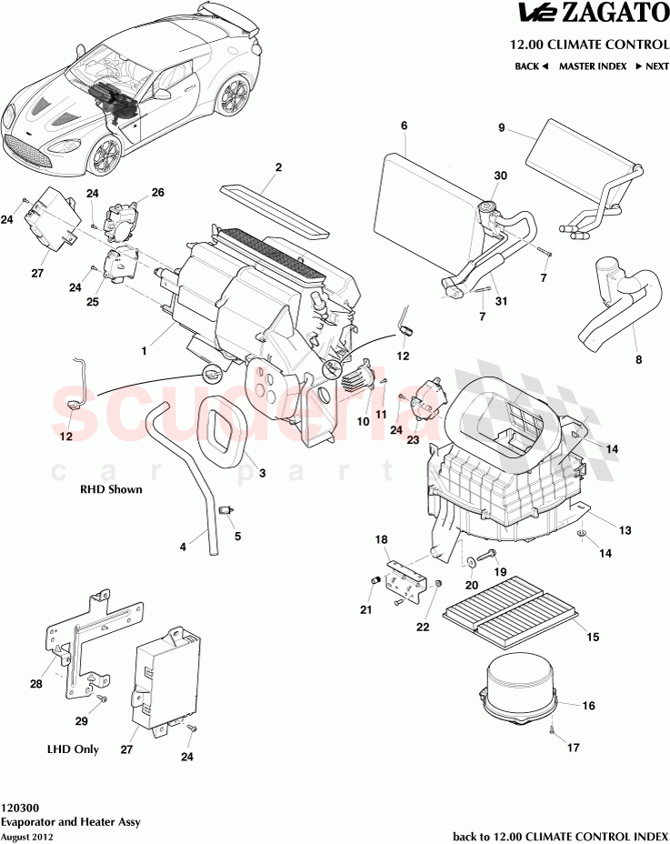 Evaporator and Heater Assembly of Aston Martin Aston Martin V12 Zagato