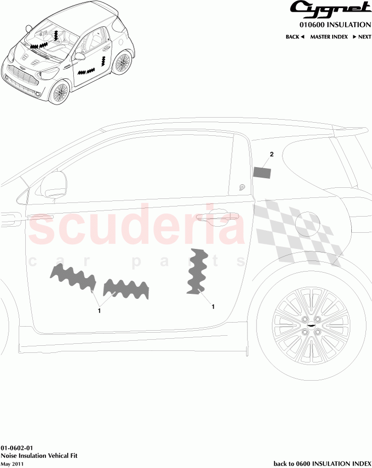 Noise Insulation Vehicle Fit of Aston Martin Aston Martin Cygnet