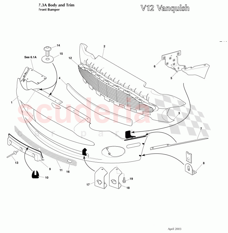 Front Bumper and Apron of Aston Martin Aston Martin Vanquish (2001-2007)