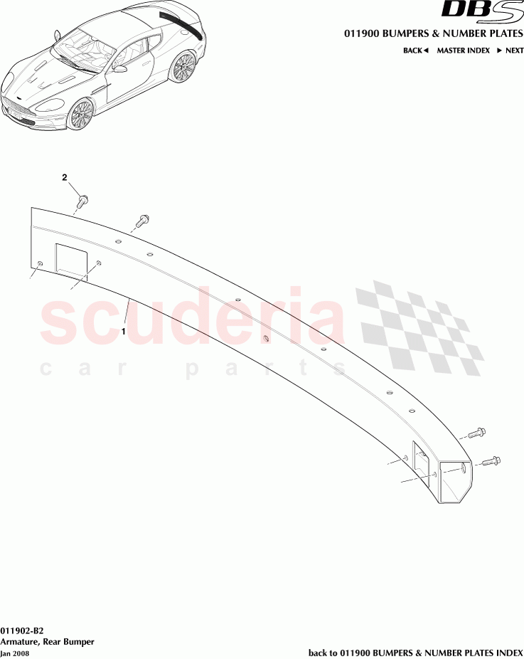 Rear Bumper and Armature of Aston Martin Aston Martin DBS V12